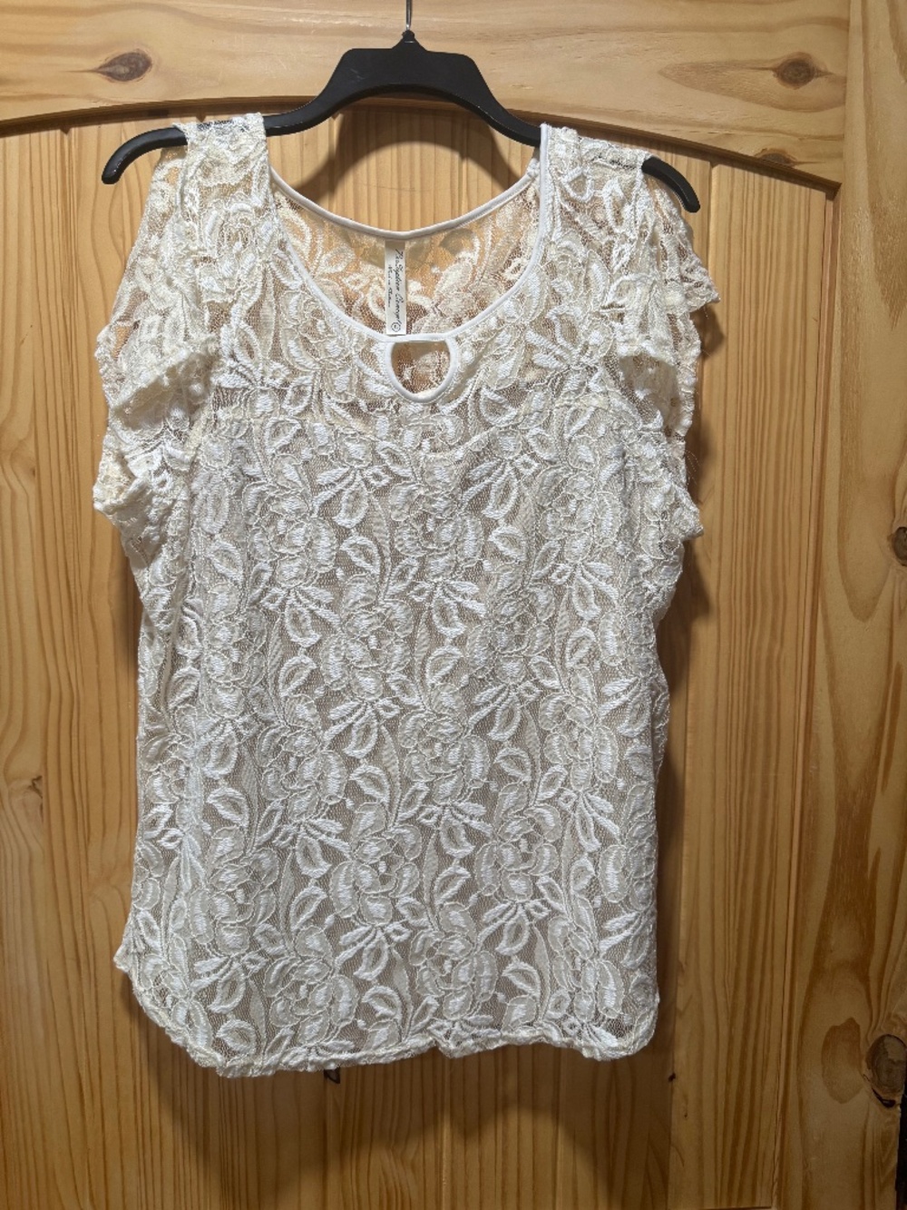 PerCeption Concepts lace split sleeve top EUC